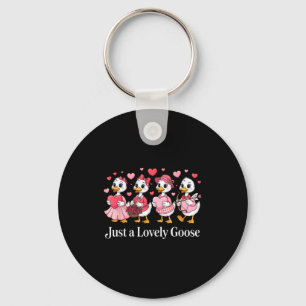 Just A Lovely Goose Cute Funny Goose Valentines Da Keychain