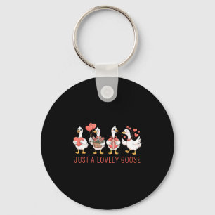 Just A Lovely Goose Cute Goose Valentines Day  Keychain