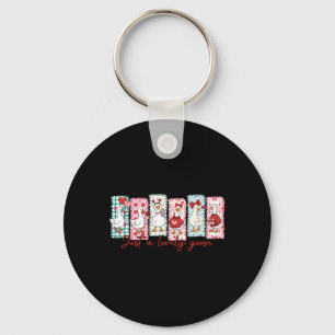 Just A Lovely Goose Cute Pink Silly Goose Valentin Keychain