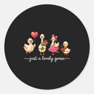 Just A Lovely Goose Cute Silly Goose Valentine's D Classic Round Sticker
