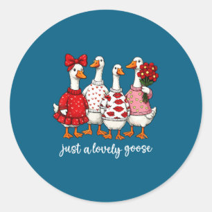 Just A Lovely Goose Cute Silly Goose Valentine's D Classic Round Sticker