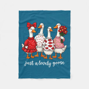 Just A Lovely Goose Cute Silly Goose Valentine's D Fleece Blanket