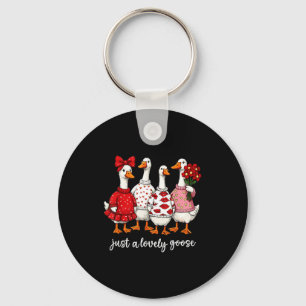 Just A Lovely Goose Cute Silly Goose Valentine's D Keychain