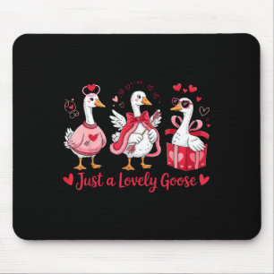 Just A Lovely Goose Cute Silly Goose Valentines Da Mouse Pad