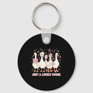 Just A Lovely Goose Fancy Geese Bows Pearls And He Keychain