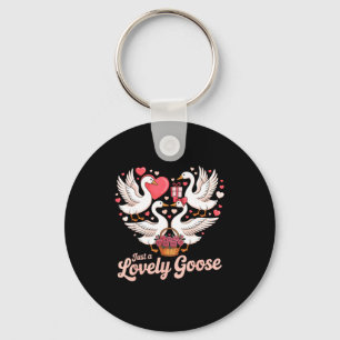 Just A Lovely Goose Love Valentine Day Cute Goose  Keychain