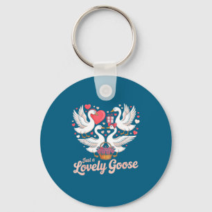 Just A Lovely Goose Love Valentine Day Cute Goose Keychain