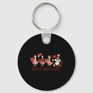 Just A Lovely Goose Valentines Day Cute Heart Goos Keychain