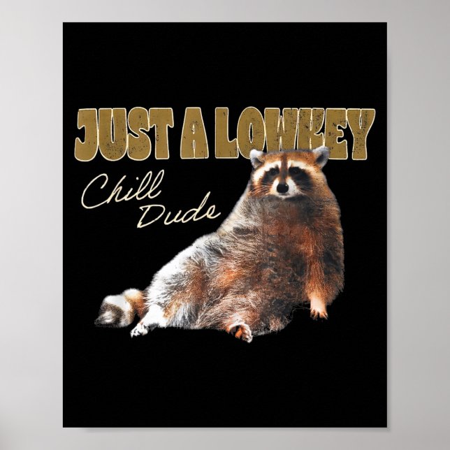 Just A Lowkey Chill Dude Cute Raccoon Funny Meme  Poster (Front)