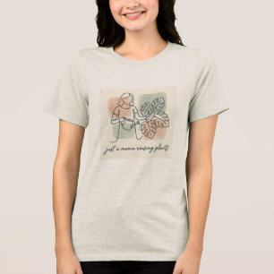 Just a Mama Raising Plants Minimalist Boho T-Shirt Tri-Blend Shirt