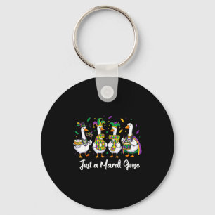Just A Mardi Goose Funny Jester Duck Squad Carniva Keychain