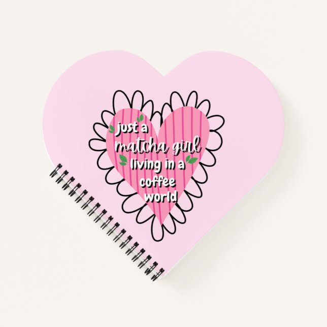 Just a Matcha Girl Heart Aesthetic – Pink Cute  Notebook (Front)