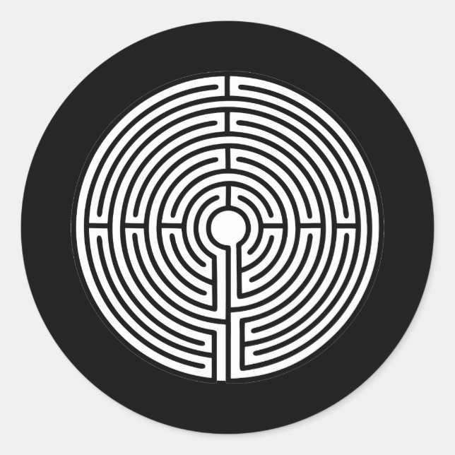 Just a Maze on Black Classic Round Sticker (Front)