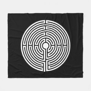 Just a Maze on Black Fleece Blanket