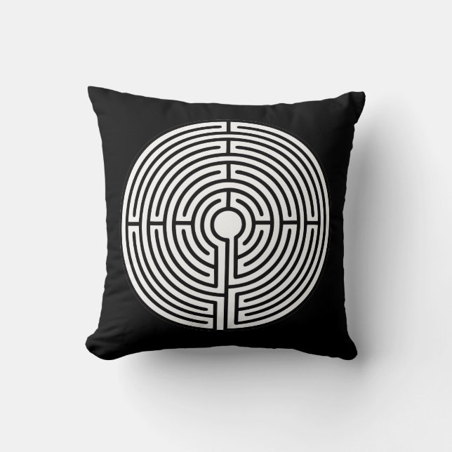 Just a Maze on Black Throw Pillow (Front)