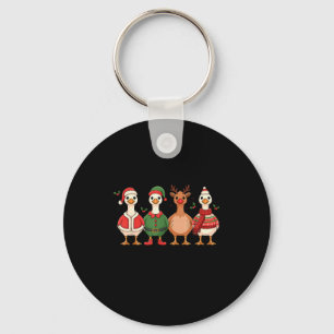 Just A Merry Goose Christmas Funny Holiday Farm An Keychain