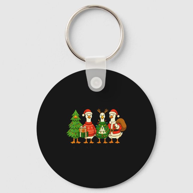 Just A Merry Goose Funny Christmas Holiday Party  Keychain (Front)