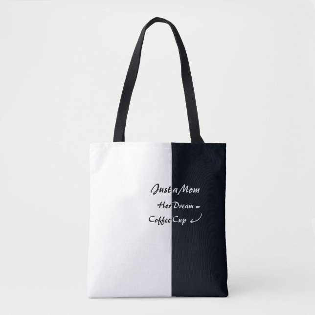 Just a Mom Coffee Dream Minimal Typography Tote Bag (Front)