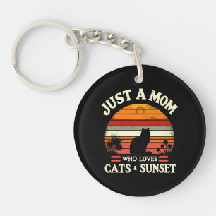 Just a mom who loves cats keychain
