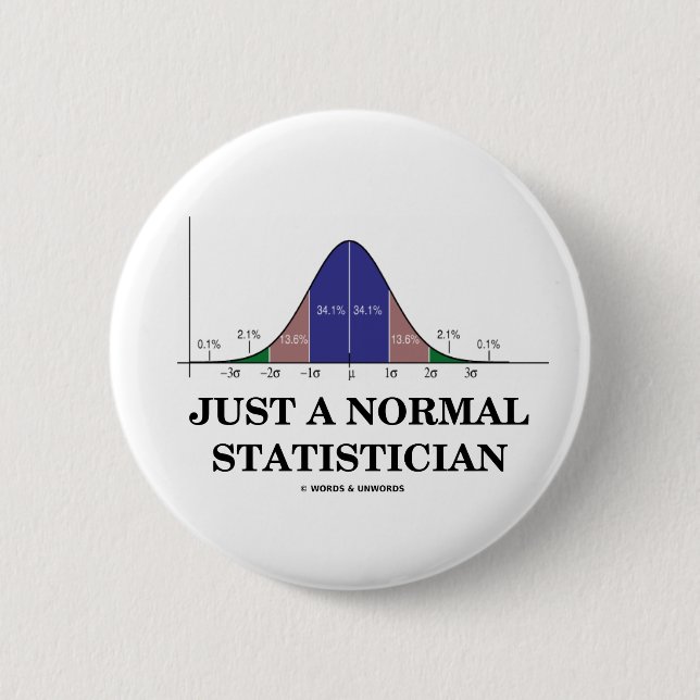 Just A Normal Statistician (Bell Curve Humour) 2 Inch Round Button (Front)