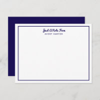 Just a Note From Dark Navy Blue Border Note Card