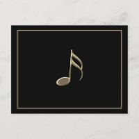 "Just a Note" Gold Music Note Black Postcard