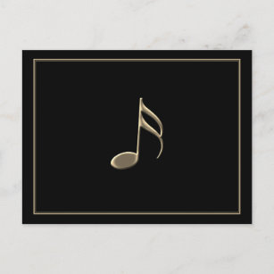 "Just a Note" Gold Music Note Black Postcard