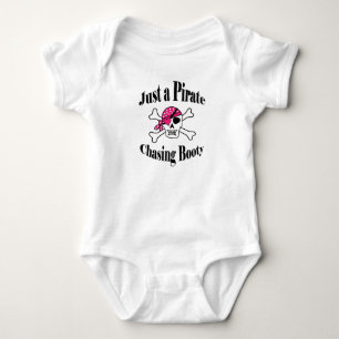 Just a Pirate Chasing Booty - Colourful Pink Skull Baby Bodysuit