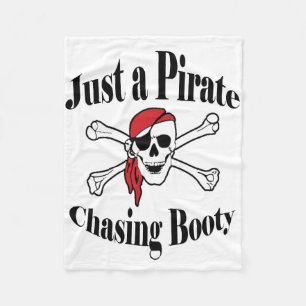 Just a Pirate Chasing Booty - Colourful Skull Fleece Blanket