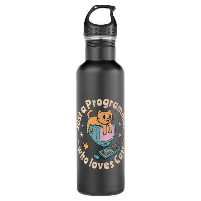 Just a programmer who loves cats 710 ml water bottle (Front)