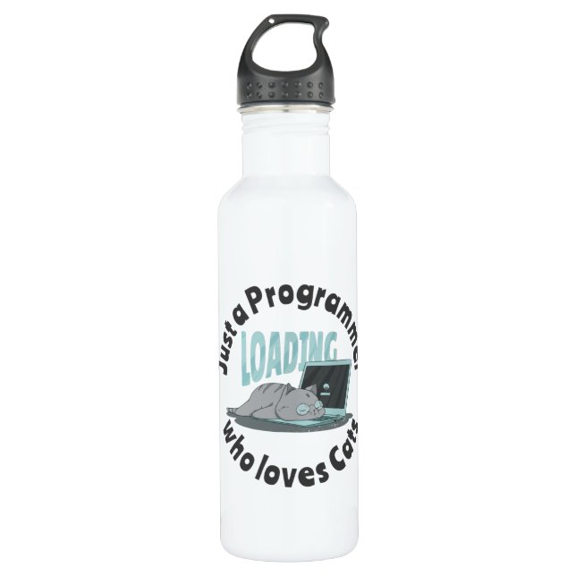 Just a programmer who loves cats 710 ml water bottle (Front)
