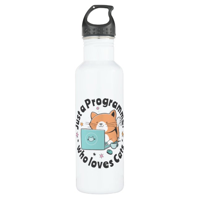 Just a programmer who loves cats 710 ml water bottle (Front)