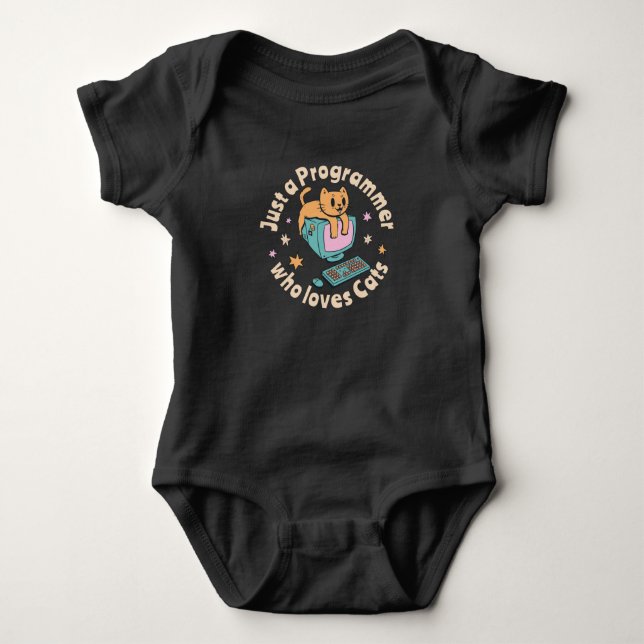 Just a programmer who loves cats baby bodysuit (Front)