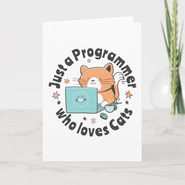 Just a programmer who loves cats card (Front)