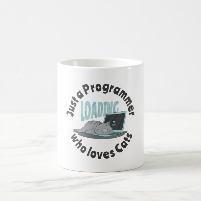 Just a programmer who loves cats coffee mug (Center)