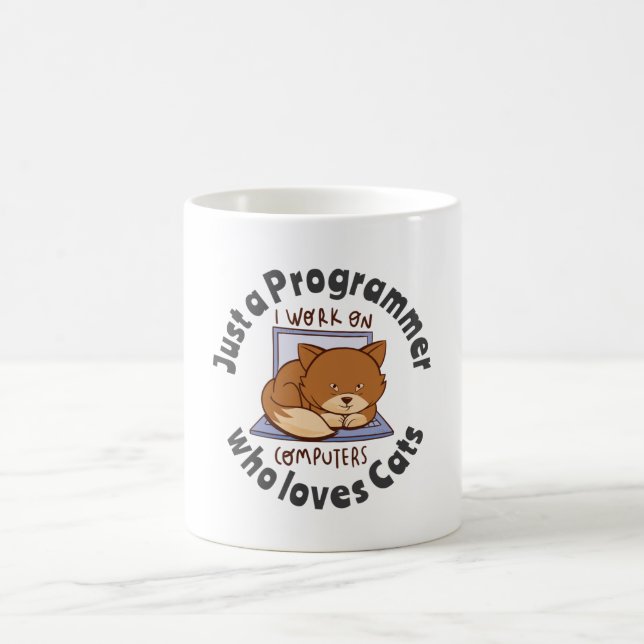 Just a programmer who loves cats coffee mug (Center)