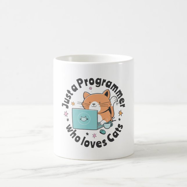 Just a programmer who loves cats coffee mug (Center)