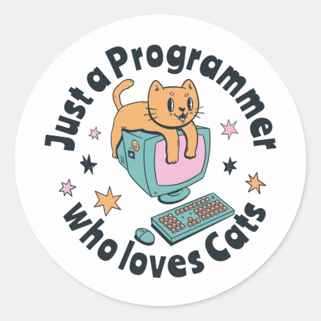 Just a programmer who loves cats square sticker (Front)