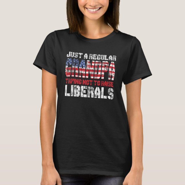 Just A Regular Grandpa Trying Not To Raise Liberal T-Shirt (Front)