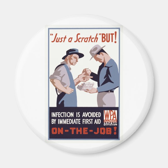 "Just a Scratch" First Aid Poster Magnet (Front)