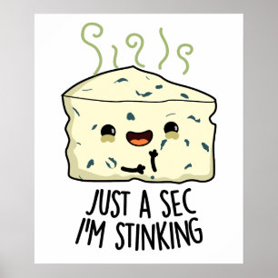 Just A Sec I'm Stinking Funny Cheese Pun  Poster