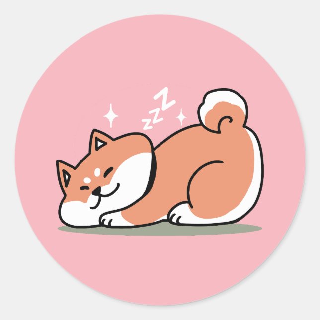 Just a Shiba Lying Low: Cute Shiba Inu Design Classic Round Sticker (Front)