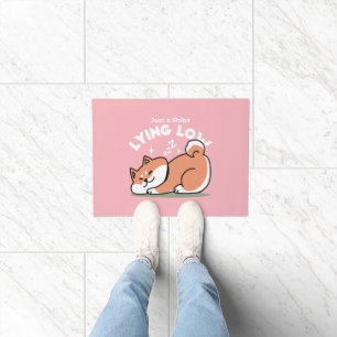 Just a Shiba Lying Low: Cute Shiba Inu Design Doormat