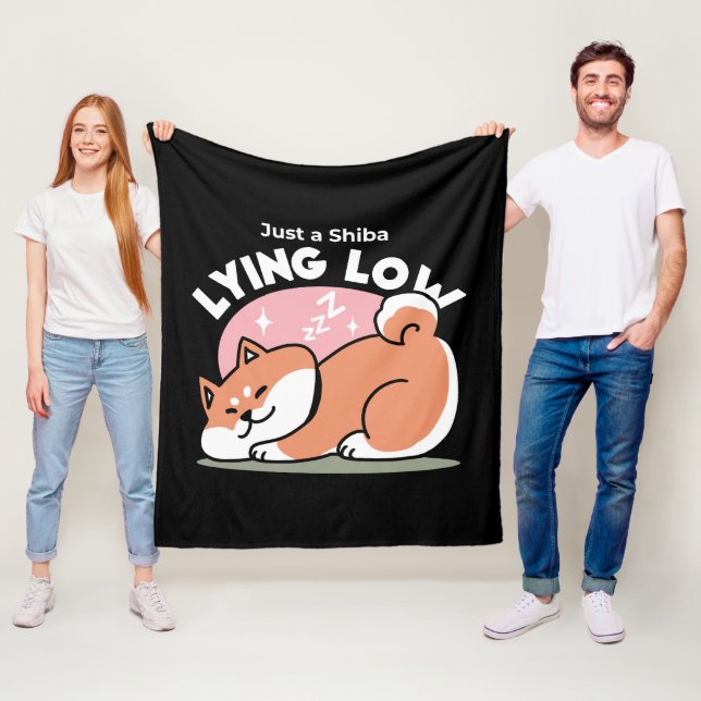 Just a Shiba Lying Low: Cute Shiba Inu Design Fleece Blanket (In Situ)
