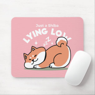 Just a Shiba Lying Low: Cute Shiba Inu Design Mouse Pad