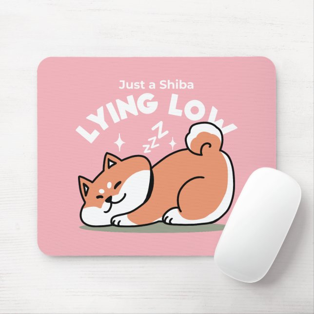 Just a Shiba Lying Low: Cute Shiba Inu Design Mouse Pad (With Mouse)