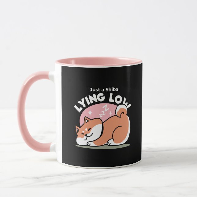 Just a Shiba Lying Low: Cute Shiba Inu Design Mug (Left)