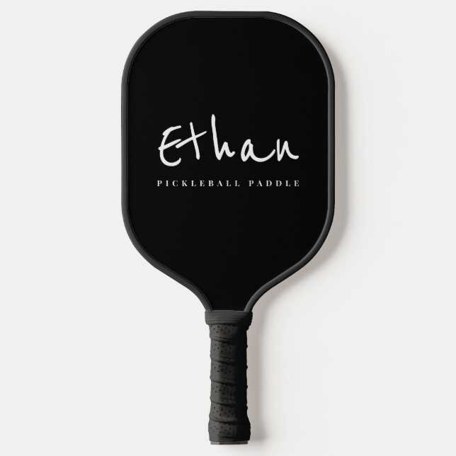 Just a Simple Black Pickleball Paddle with Name (Front)