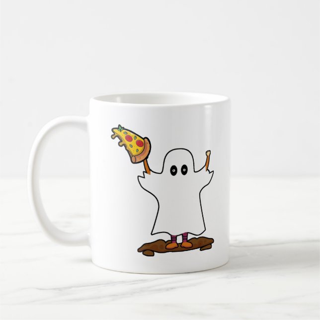 Just a Spook Who loves Pizza, spooky season  Coffee Mug (Left)