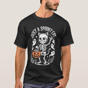 Just A Spooky Cat Cute Funny Halloween Skeleton T-Shirt